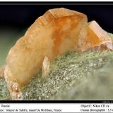 Titanite
Talèfre glacier, Mont Blanc Massif, Chamonix, Haute-Savoie, Rhône-Alpes, France
fov 3.5 mm (Author: ploum)