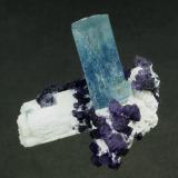 Beryl ( var. Aquamarine ) with Fluorite on Microcline
Erongo Mts., Erongo Region, Namibia
53 x 53 x 36 mm (Author: GneissWare)