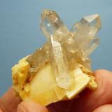 Quartz, feldspar (var. adularia) and rutile
Vredendal Lime Quarry, Western Cape, South Africa
53 x 40 x 26 mm (Author: Pierre Joubert)