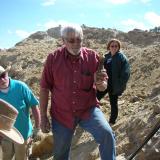 Jerry Rosenthal holding one of the quartz scepter specimens from he and Ronna&rsquo;s pocket. (Author: Tony L. Potucek)