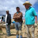 Paul Geffner, Scott Wershky and Noel Dedora on site conferring about the dig. (Author: Tony L. Potucek)