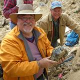 Proud papa Skirkanich holding his newly found quartz specimen.  Scott Werschky coveting his find in the background. (Author: Tony L. Potucek)