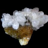 Calcite on Fluorite and Pyrite
Moscona Mine – Solís - Corvera de Asturias - Villabona mining area – Asturias - Spain.
10x10,3 cm.
Calcite crystals of 2.7 cm and fluorite of 1,3 cm. (Author: DAni)