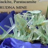 Gypsum, Botallackite, Paratacamite.
Rudna mine, Polkowice, Poland.
55 x 30 mm (Author: nurbo)