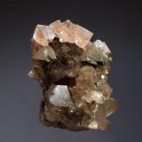 Fluorite
Argentière Glacier, Mont Blanc, Chamonix, Haute-Savoie, France
4.2 x 5.7 cm
Pale pink octahedral fluorite crystals to 1.1 cm on edge sitting atop chlorite coated fluorite and smoky quartz crystals. (Author: crosstimber)