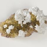 Dolomite on FluoriteMoscona Mine, El Llano, Solís, Corvera de Asturias, Comarca Avilés, Principality of Asturias (Asturias), Spain58x35x23 mm (Author: steven calamuci)