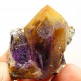 Quartz var. amethyst with calcite
Brandberg, Namibia
50 x 41 x 30 mm
Same as above. (Author: Pierre Joubert)