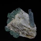 Beryl (var Aquamarine), Fluorite, Feldspar
Erongo Mountain, Erongo Region, Namibia
2.9 x 2.0 x 3.1 cm (Author: am mizunaka)