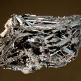 Stibnite
Niccioleta Mine, Massa Marittima, Grosetto Prov., Tuscany, Italy
5.5 x 8.3 cm
Jackstraw aggregate of prismatic lead-gray stibnite crystals. (Author: crosstimber)