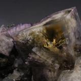 Fluorite, Siderite
Greenlaws Mine, Daddry Shield, Weardale, North Pennines, Co. Durham, England, UK
Main crystal is 4 x 5 cm (Author: James)