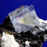 Fluorite, Calcite, Sphalerite
Minerva No. 1 Mine (Ozark-Mahoning No. 1 Mine) Ozark-Mahoning Group, Cave-in-Rock Sub-District, Illinois - Kentucky Fluorspar District, Hardin Co., Illinois, USA
7.6 x 5.3 cm (Author: Don Lum)