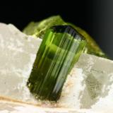 Elbaite on quartz<br />Jequitinhonha, Minas Gerais, Brazil<br />Crystal size ~ 2 cm<br /> (Author: Tobi)