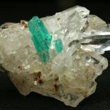 Beryl (variety emerald), Quartz<br />Muzo mining district, Western Emerald Belt, Boyacá Department, Colombia<br />41x26mm; Intergrown emerald crystals=1cm<br /> (Author: Fiebre Verde)