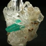 Beryl (variety emerald), Quartz<br />Muzo mining district, Western Emerald Belt, Boyacá Department, Colombia<br />41x26mm; Intergrown emerald crystals=1cm<br /> (Author: Fiebre Verde)