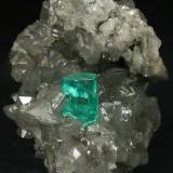 Beryl (variety emerald), Calcite<br />La Pita mining district, Municipio Maripí, Western Emerald Belt, Boyacá Department, Colombia<br />44x32x39mm  xl=9mm<br /> (Author: Fiebre Verde)