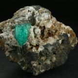 Beryl (variety emerald), Calcite<br />Coscuez mining district, Municipio San Pablo de Borbur, Western Emerald Belt, Boyacá Department, Colombia<br />65x65x60mm<br /> (Author: Fiebre Verde)