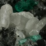 Beryl (variety emerald), Calcite<br />Coscuez mining district, Municipio San Pablo de Borbur, Western Emerald Belt, Boyacá Department, Colombia<br />Detail - FOV=3.5cm<br /> (Author: Fiebre Verde)