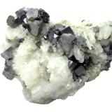Galena, quartzMadan mining area, Rhodope Mountains, Smolyan Oblast, BulgariaSpecimen size 12 cm, largest galena crystal 1 cm (Author: Tobi)