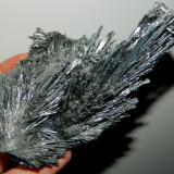 Stibnite<br />Baia Sprie Mine, Baia Sprie, Maramures, Romania<br />~ 12.5 cm H<br /> (Author: Deyu)