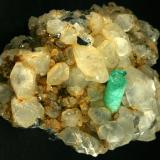 Beryl (variety emerald), Calcite<br />La Pita mining district, Polveros Mine, Municipio Maripí, Western Emerald Belt, Boyacá Department, Colombia<br />90x55x39mm<br /> (Author: Fiebre Verde)