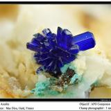 Azurite<br />Mas Dieu, Mercoirol, Alès, Gard, Occitanie, France<br />fov 3 mm<br /> (Author: ploum)