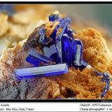 Azurite<br />Mas Dieu, Mercoirol, Alès, Gard, Occitanie, France<br />fov 3 mm<br /> (Author: ploum)