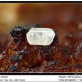 Cerussite<br />Mas Dieu, Mercoirol, Alès, Gard, Occitanie, France<br />fov 3 mm<br /> (Author: ploum)