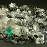 Beryl (variety emerald), Calcite, Pyrite<br />La Pita mining district, Cunas Mine, Municipio Maripí, Western Emerald Belt, Boyacá Department, Colombia<br />100x60x40mm<br /> (Author: Fiebre Verde)