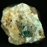 Beryl (variety emerald), Calcite, QuartzMina Peñas Blancas, Municipio San Pablo de Borbur, Cinturón Esmeraldífero Occidental, Departamento Boyacá, Colombia80x90x35mm (Author: Fiebre Verde)
