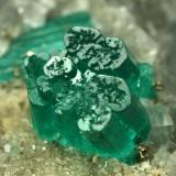 Beryl (variety emerald), Calcite, Pyrite<br />Chivor mining district, Municipio Chivor, Eastern Emerald Belt, Boyacá Department, Colombia<br />42x48x20mm - Detail<br /> (Author: Fiebre Verde)