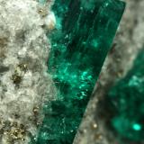 Beryl (variety emerald), Calcite, Pyrite<br />Chivor mining district, Municipio Chivor, Eastern Emerald Belt, Boyacá Department, Colombia<br />Detail<br /> (Author: Fiebre Verde)