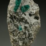 Beryl (variety emerald), Calcite, Pyrite<br />Chivor mining district, Municipio Chivor, Eastern Emerald Belt, Boyacá Department, Colombia<br />55x35x28mm<br /> (Author: Fiebre Verde)