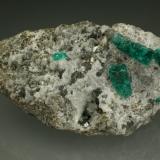 Beryl (variety emerald), Calcite, Pyrite<br />Chivor mining district, Municipio Chivor, Eastern Emerald Belt, Boyacá Department, Colombia<br />55x35x28mm<br /> (Author: Fiebre Verde)