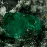 Beryl (variety emerald), Calcite, Pyrite<br />La Pita mining district, Municipio Maripí, Western Emerald Belt, Boyacá Department, Colombia<br />xl=11mm<br /> (Author: Fiebre Verde)