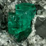 Beryl (variety emerald), Calcite, Pyrite<br />La Pita mining district, Municipio Maripí, Western Emerald Belt, Boyacá Department, Colombia<br />xl=11mm<br /> (Author: Fiebre Verde)