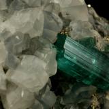 Beryl (variety emerald), Calcite, Pyrite<br />Chivor mining district, Municipio Chivor, Eastern Emerald Belt, Boyacá Department, Colombia<br />40x42x42mm, xl=18mm<br /> (Author: Fiebre Verde)