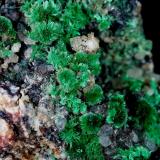 MalaquitaCollado de la Plata Mines, Collado de la Plata, Albarracín, Comarca Sierra de Albarracín, Teruel, Aragon, SpainTotal de la pieza 4x3cm  Encuadre de foto 22mm (Autor: Ángel Rodríguez Benavent)