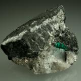 Beryl (variety emerald), Calcite, Pyrite<br />Coscuez mining district, Municipio San Pablo de Borbur, Western Emerald Belt, Boyacá Department, Colombia<br />43x38x50mm,  xl=11mm<br /> (Author: Fiebre Verde)