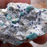 Azurita y malaquita<br />Mina Les Ferreres, Rocabruna, Camprodon, Comarca Ripollès, Gerona / Girona, Cataluña / Catalunya, España<br />4 x 3 cm<br /> (Autor: Cristalino)