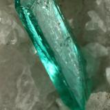 Beryl (variety emerald), Calcite<br />Chivor mining district, Municipio Chivor, Eastern Emerald Belt, Boyacá Department, Colombia<br />50x40x95mm, xl=13mm<br /> (Author: Fiebre Verde)