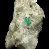 Beryl (variety emerald), Calcite<br />Chivor mining district, Municipio Chivor, Eastern Emerald Belt, Boyacá Department, Colombia<br />50x40x95mm, xl=13mm<br /> (Author: Fiebre Verde)