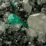 Beryl (variety emerald), Calcite, Pyrite<br />Coscuez mining district, Municipio San Pablo de Borbur, Western Emerald Belt, Boyacá Department, Colombia<br />95x75x75mm, xl=15mm<br /> (Author: Fiebre Verde)