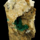 Beryl (variety emerald), Calcite<br />Peñas Blancas Mine, Municipio San Pablo de Borbur, Western Emerald Belt, Boyacá Department, Colombia<br />78x47x31mm<br /> (Author: Fiebre Verde)