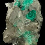 Beryl (variety emerald), Calcite, Quartz<br />La Pita mining district, Polveros Mine, Municipio Maripí, Western Emerald Belt, Boyacá Department, Colombia<br />53x51x40mm, xl=9mm<br /> (Author: Fiebre Verde)