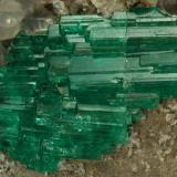 Beryl (variety emerald), Calcite, Pyrite, Albite<br />Chivor mining district, Municipio Chivor, Eastern Emerald Belt, Boyacá Department, Colombia<br />85x65x40mm, cluster=32x19mm<br /> (Author: Fiebre Verde)