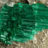 Beryl (variety emerald), Calcite, Pyrite, Albite<br />Chivor mining district, Municipio Chivor, Eastern Emerald Belt, Boyacá Department, Colombia<br />85x65x40mm, cluster=32x19mm<br /> (Author: Fiebre Verde)