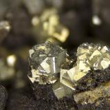 Pyrite<br />Poudrette Quarry, Mont Saint-Hilaire, La Vallée-du-Richelieu RCM, Montérégie, Québec, Canada<br />FOV = 4mm<br /> (Author: Doug)