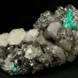 Beryl (variety emerald), Calcite, Fluorite<br />La Pita mining district, Municipio Maripí, Western Emerald Belt, Boyacá Department, Colombia<br />170x120x95mm, aggregate=50x22mm<br /> (Author: Fiebre Verde)