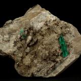 Beryl (variety emerald), Calcite, Albite (var. Cleavelandite), Pyrite<br />Chivor mining district, Municipio Chivor, Eastern Emerald Belt, Boyacá Department, Colombia<br />65x49x67mm, xl=20mm<br /> (Author: Fiebre Verde)