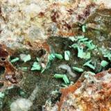 Metatorbernita-Metazeunerita (serie)<br />Permiso de Investigación Anabel, Cerro de las Minas, Mérida, Comarca Tierra de Mérida - Vegas Bajas, Badajoz, Extremadura, España<br /><br /> (Autor: Juan Espino)